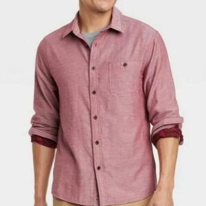 🔺️Goodfellow Dark Red Slim Button Northrop Long Sleeve Shirt Men's Medium